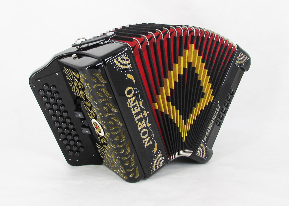 Acordeon Marca Norteño 3 Registros Negro/ Sol Dorado