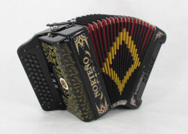 Acordeon Marca Norteño 3 Registros Negro/ Euro Dorado