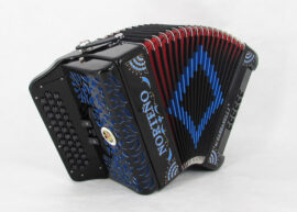 Norteño Brand Accordion 3 Registers Black/ Blue Sun