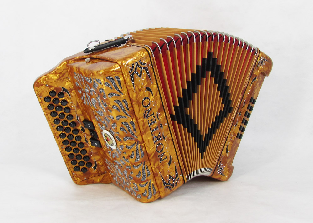 Acordeon Marca Norteño 3 Registros Color Oro / Euro Negro
