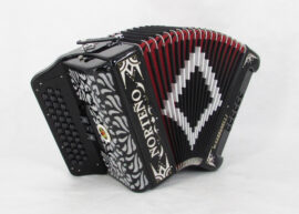 Acordeon Marca Norteño 3 Registros Negro/ Euro Plateado