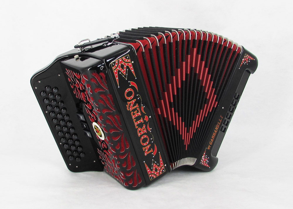 Acordeon Marca Norteño 3 Registros Negro/Euro Rojo