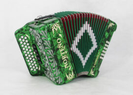 Norteño Brand Accordion 5 Registers Green / White Euro