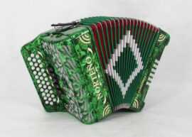 Norteño Brand Accordion 5 Registers Green / White Sun