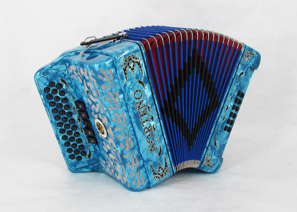 Norteño Brand Accordion 5 Registers Sky Blue / Black Euro