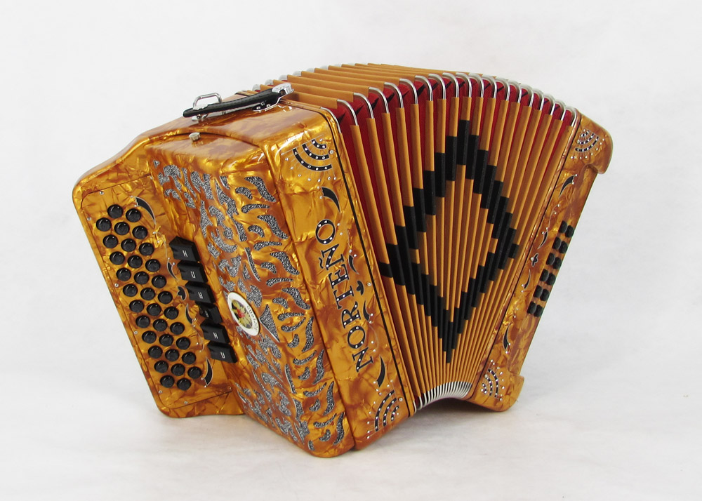Norteño Brand Accordion 2Tone Gold / Black Sun