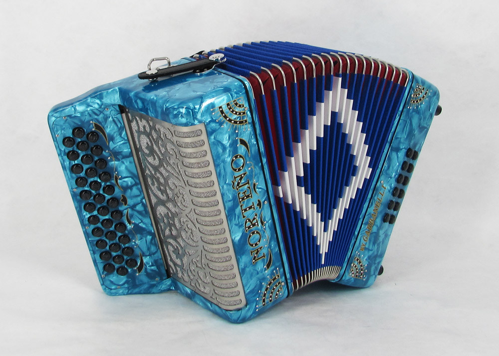 Acordeon Marca Norteño Sin Registros Compacto Azul Celeste / Sol Negro
