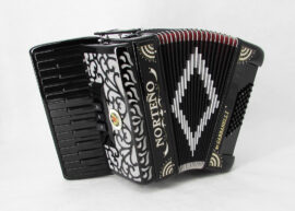 Norteño Brand Accordion 26 Keys 3 Registers Black / Silver Sun