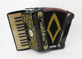 Norteño Brand Accordion 26 Keys 3 Registers Black / Gold Euro