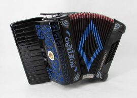Norteño Brand Accordion 26 Keys 3 Registers Black/Blue Sun