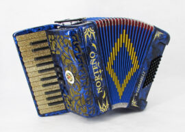 Norteño Brand Accordion 26 Keys 3 Registers Blue / Gold Euro