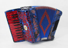 Norteño Brand Accordion 26 Keys 3 Registers Blue/Red Sun