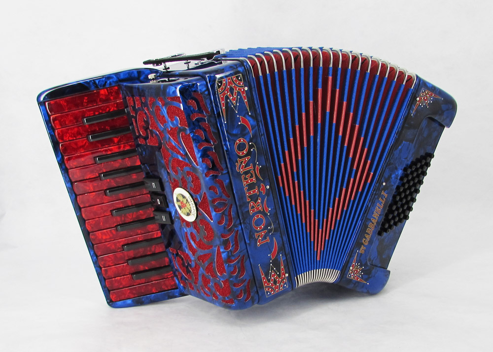 Norteño Brand Accordion 26 Keys 3 Registers Blue / Red Euro