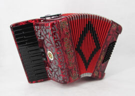 Norteño Brand Accordion 26 Keys 3 Registers Red / Black Euro
