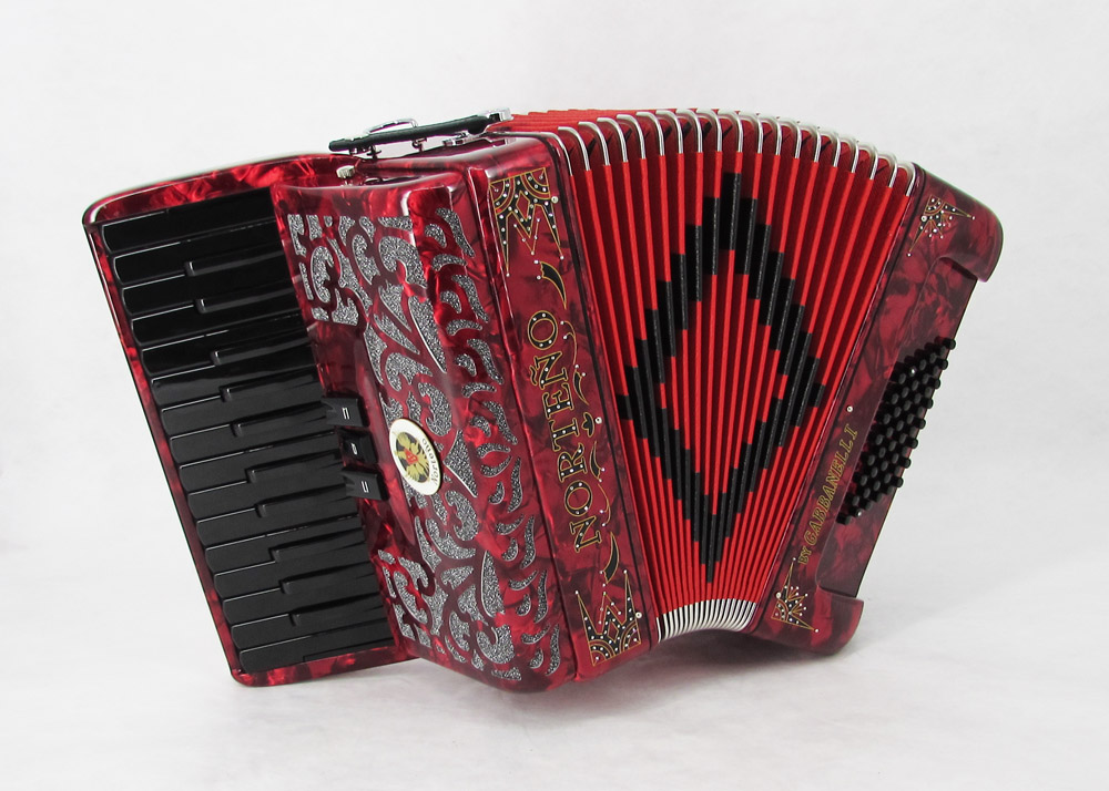 Norteño Brand Accordion 26 Keys 3 Registers Red / Black Euro