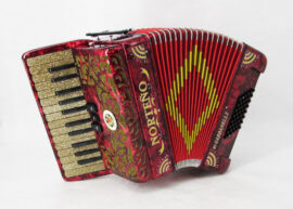 Acordeon Marca Norteño 26 Teclas 3 Registros Rojo / Sol Oro