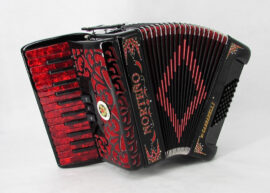 Norteño Brand Accordion 26 Keys 3 Registers Black / Red Euro