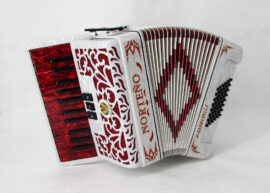 Norteño Brand Accordion 26 Keys 3 Registers White/Red Euro
