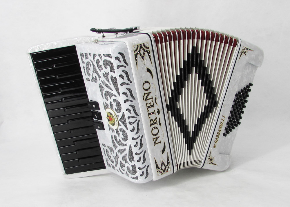 Norteño Brand Accordion 26 Keys 3 Registers White / Black Euro