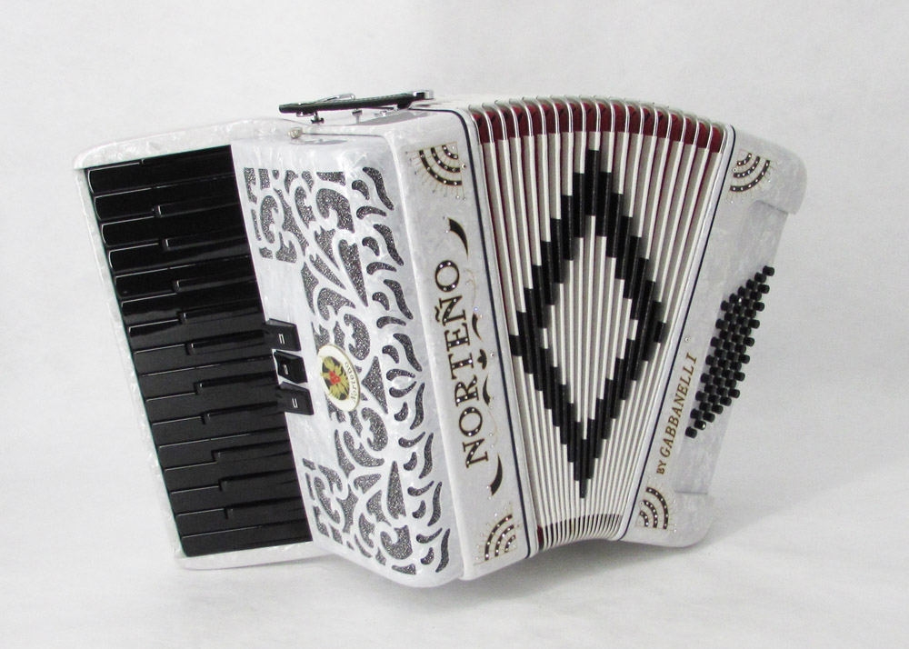 Acordeon Marca Norteño 26 Teclas 3 Registros Blanco / Sol Negro