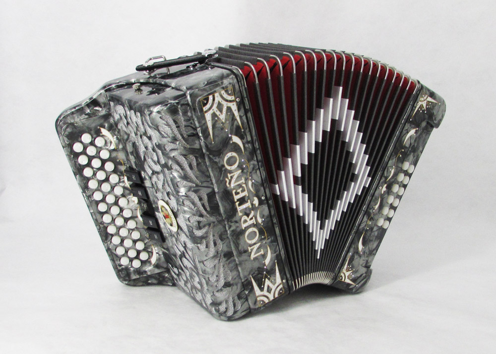 Norteño Brand Accordion 5 Registers Grey / Silver Euro