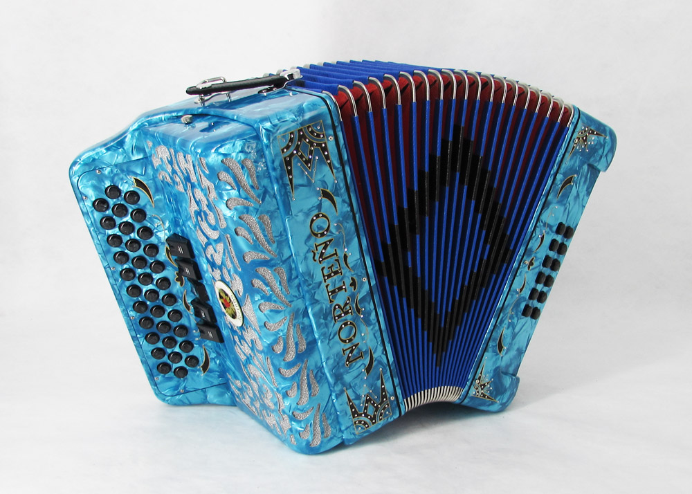 Norteño Brand Accordion 5 Registers Sky Blue / Black Euro