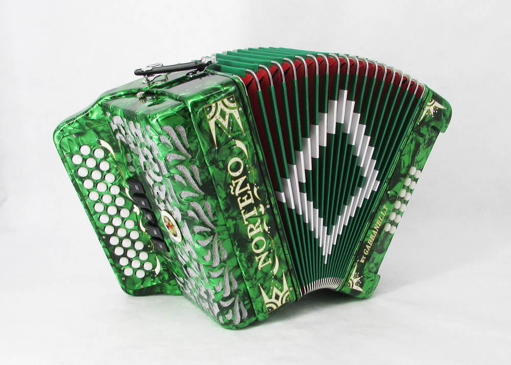 Acordeon Marca Norteño 5 Registros  Verde / Euro Plata