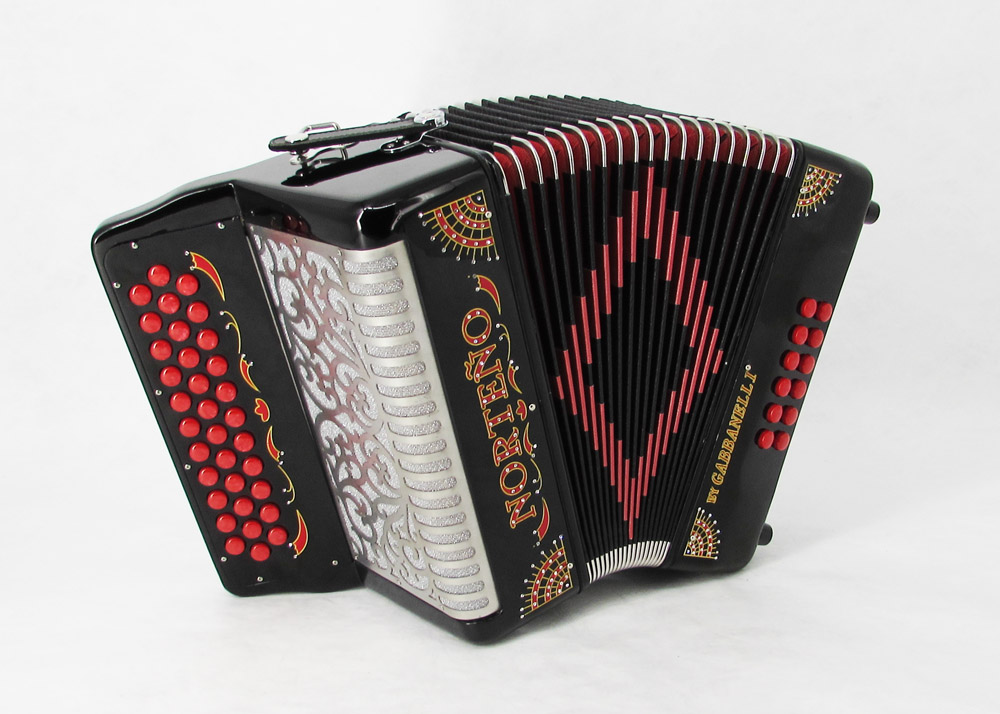 Norteño Brand Accordion No Registers Compact Black / Red Sun
