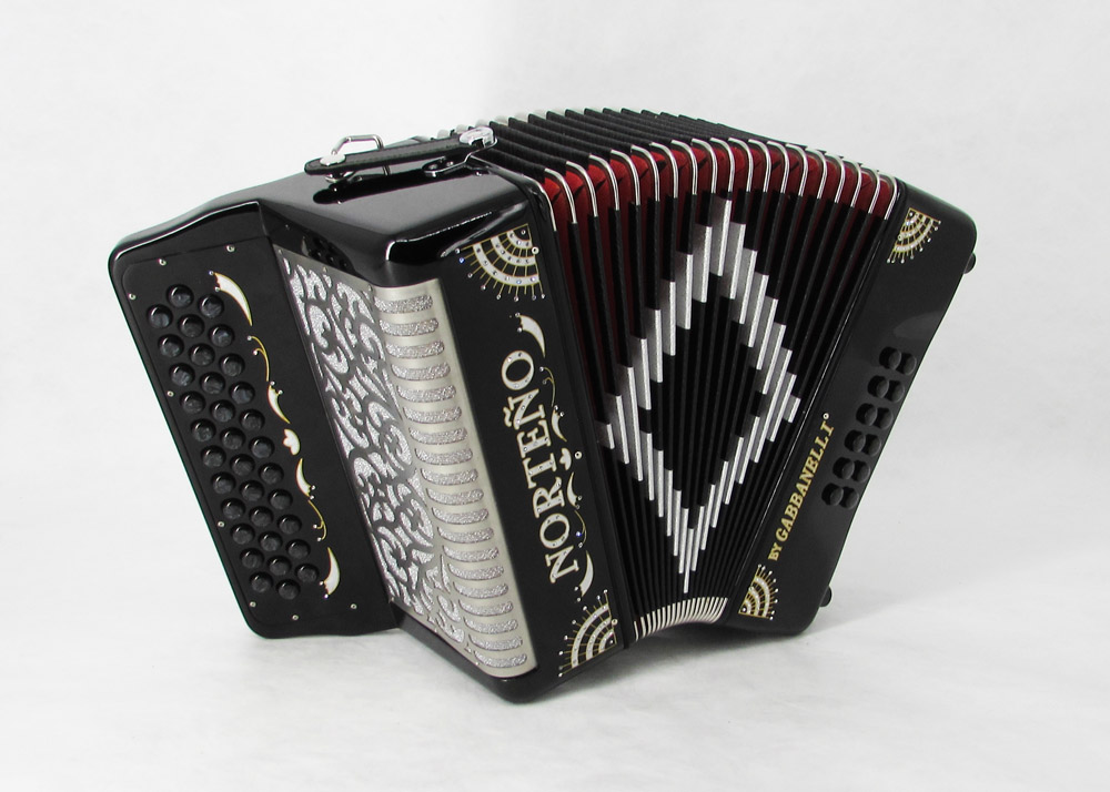 Norteño Brand Accordion No Registers Compact Black / Silver Sun