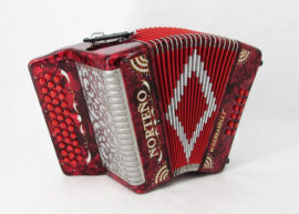 Norteño Brand Accordion No Registers Compact Red / Silver Sun