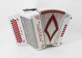 Norteño Brand Accordion No Registers Compact White / Red Sun