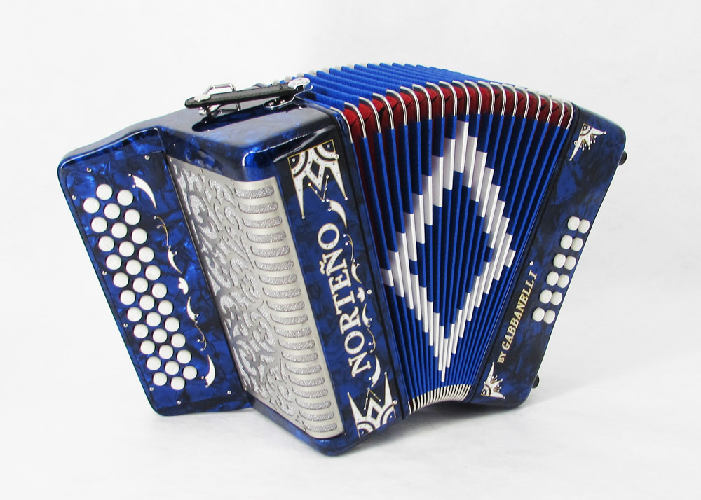 Acordeon Marca Norteño Sin Registros Compacto Azul / Euro Plata