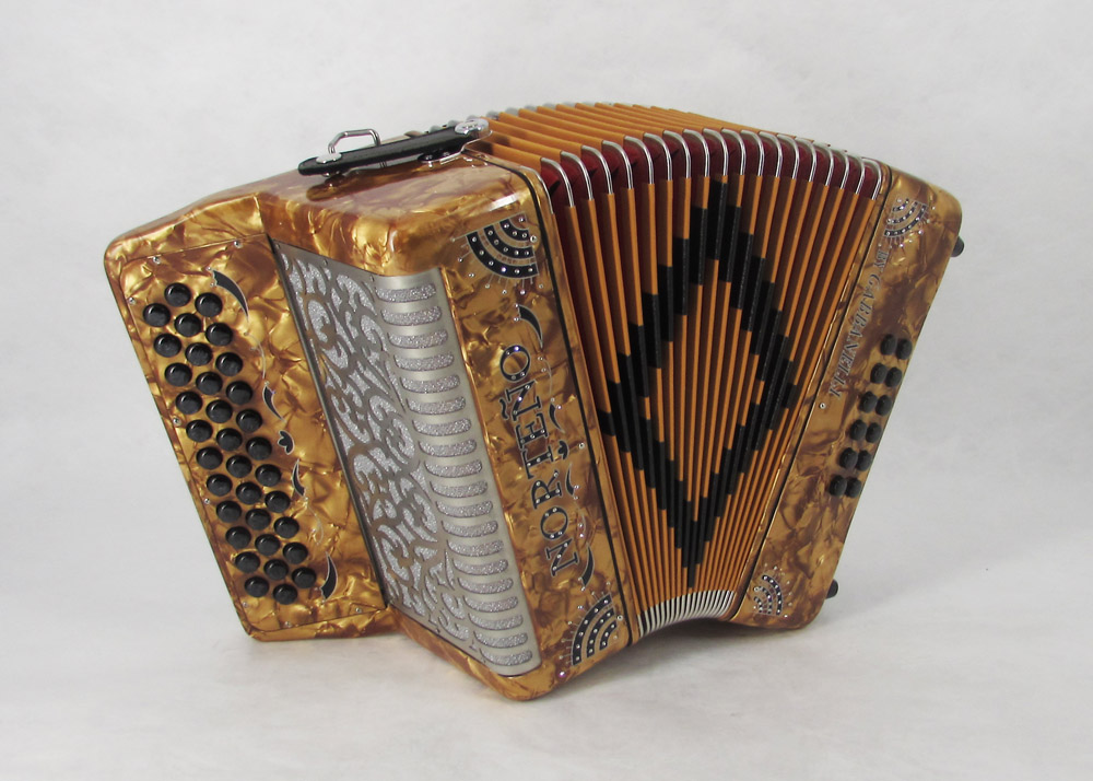 Acordeon Marca Norteño Sin Registros Compacto Dorado / Sol Negro