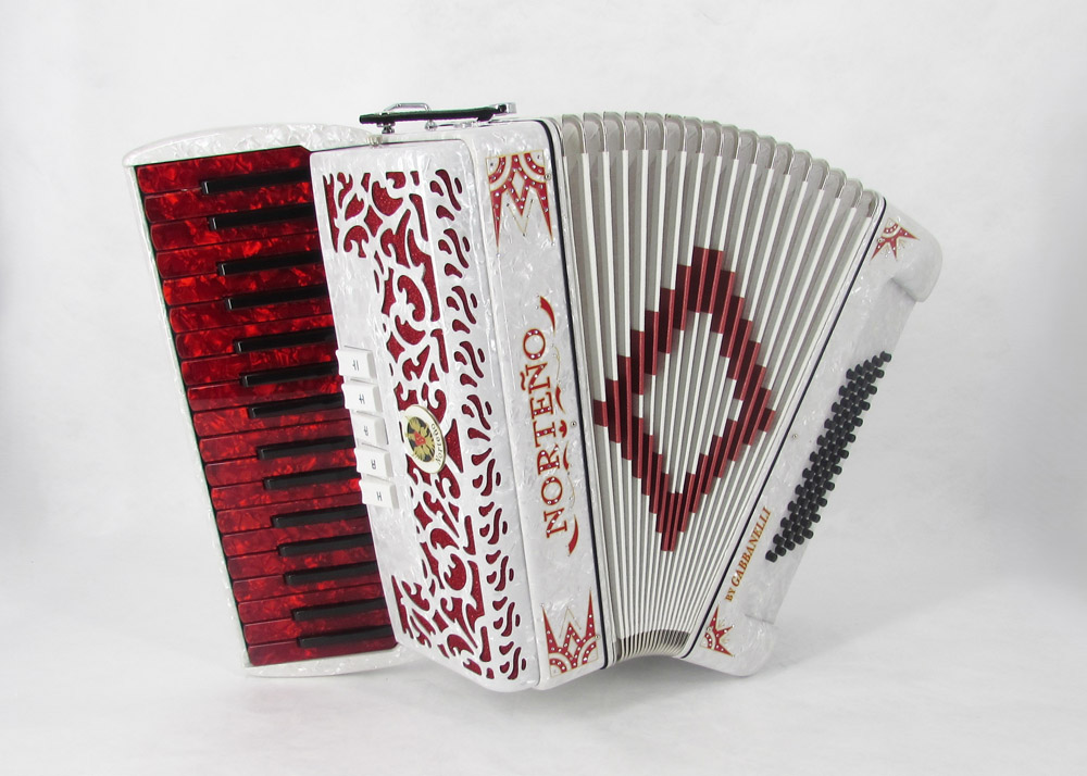 Acordeon Marca Norteño 34 Teclas 5 Registro Blanco / Euro Rojo
