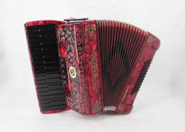 Norteño Brand Accordion 34 Keys 5 Registers Red / Black Euro