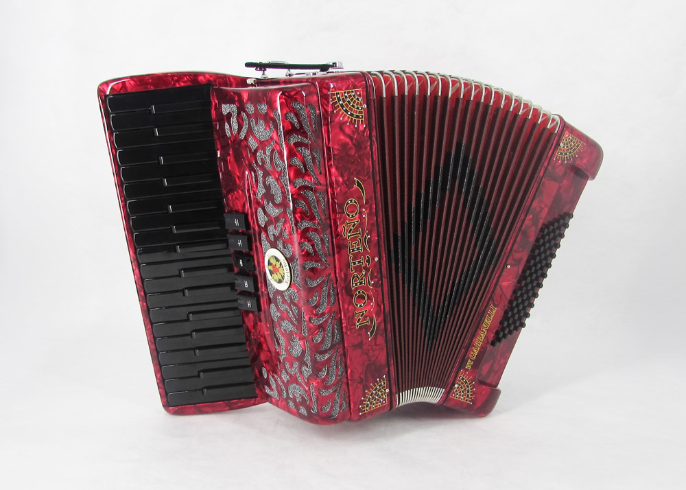 Acordeon Marca Norteño 34 Teclas 5 Registro Rojo/ Sol Negro
