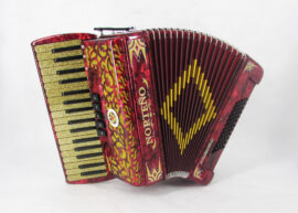 Norteño Brand Accordion 34 Keys 5 Registers Red / Gold Euro