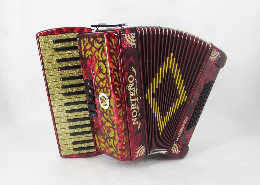 Acordeon Marca Norteño 34 Teclas 5 Registro Rojo / Sol Dorado