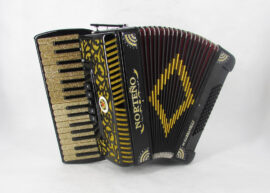 Acordeon Marca Norteño 34 Teclas 5 Registros Negro/ Sol Dorado