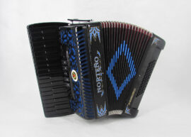 Norteño Brand Accordion 34 Keys 5 Registers Black / Blue Euro