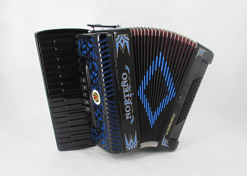 Acordeon Marca Norteño 34 Teclas 5 Registros Negro/ Euro Azul