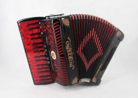 Norteño Brand Accordion 34 Keys 5 Registers Black / Red Sun