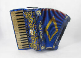 Acordeon Marca Norteño 34 Teclas 5 Registros Azul / Euro Dorado