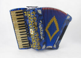 Norteño Brand Accordion 34 Keys 5 Registers Blue / Gold Sun