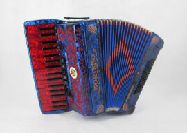 Acordeon Marca Norteño 34 Teclas 5 Registros Azul / Sol Rojo