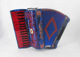 Acordeon Marca Norteño 34 Teclas 5 Registro Azul / Euro Rojo