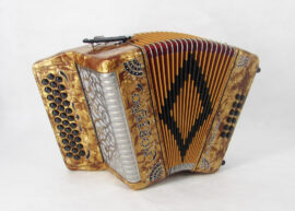 Acordeon Marca Norteño Sin Registros Compacto Dorado / Sol Negro