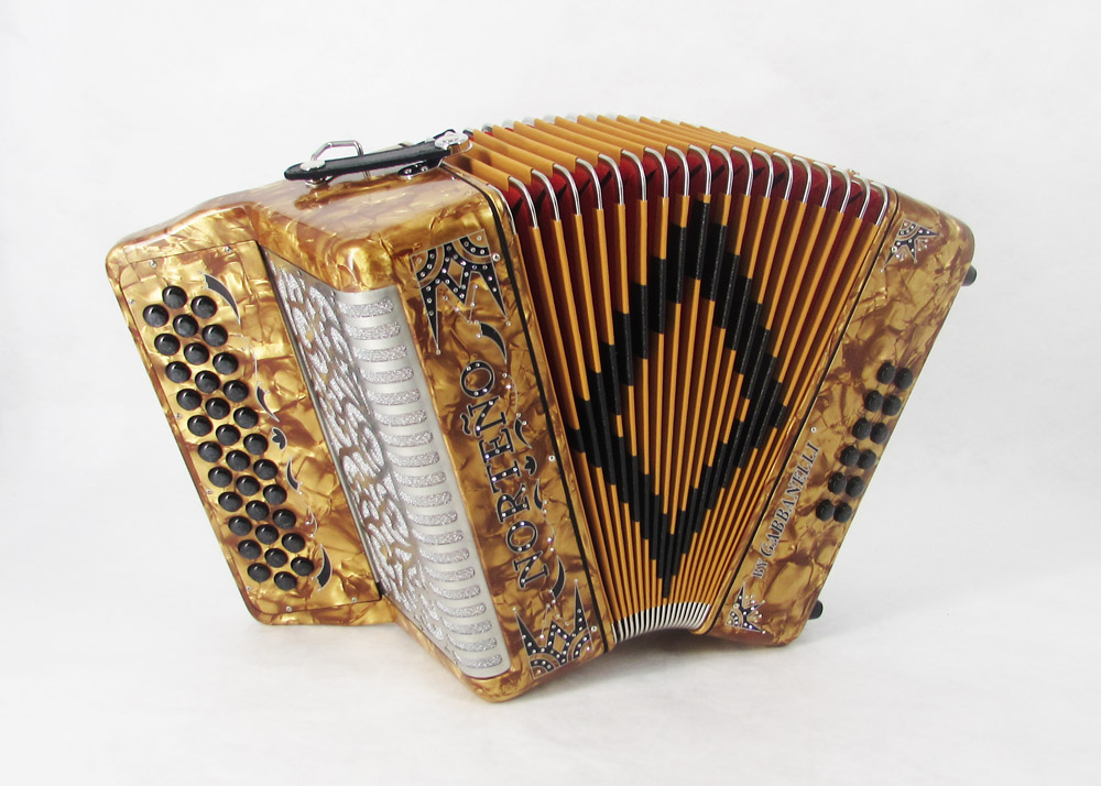 Acordeon Marca Norteño Sin Registros Compacto Dorado / Euro Negro
