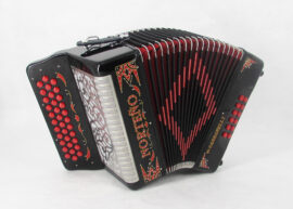 Norteño Brand Accordion No Registers Compact Black / Red Euro