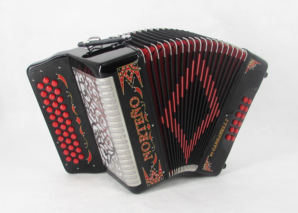 Acordeon Marca Norteño Sin Registros Compacto Negro / Euro Rojo